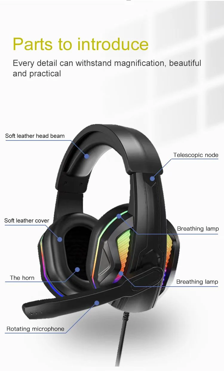 Factory Wholesale Price Microphone Headset LED Lightning Wired Noise Canceling Gaming Headset Gaming Headphones