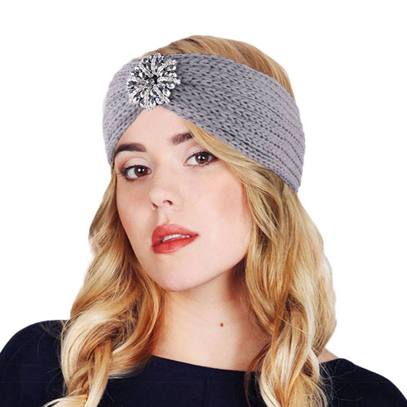 Women Solid Knitting Cross Knot Woolen Warm Headbands