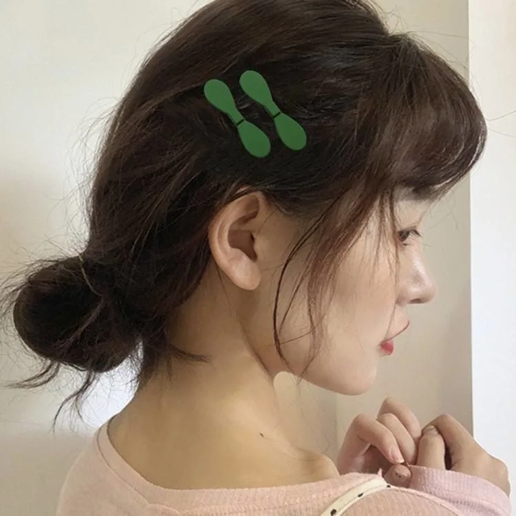 Korean Green Frosted Zigzag Hairpin Women&prime;s Fashion Versatile Bow Sugar Cube Heart Shaped Duckbill Clip