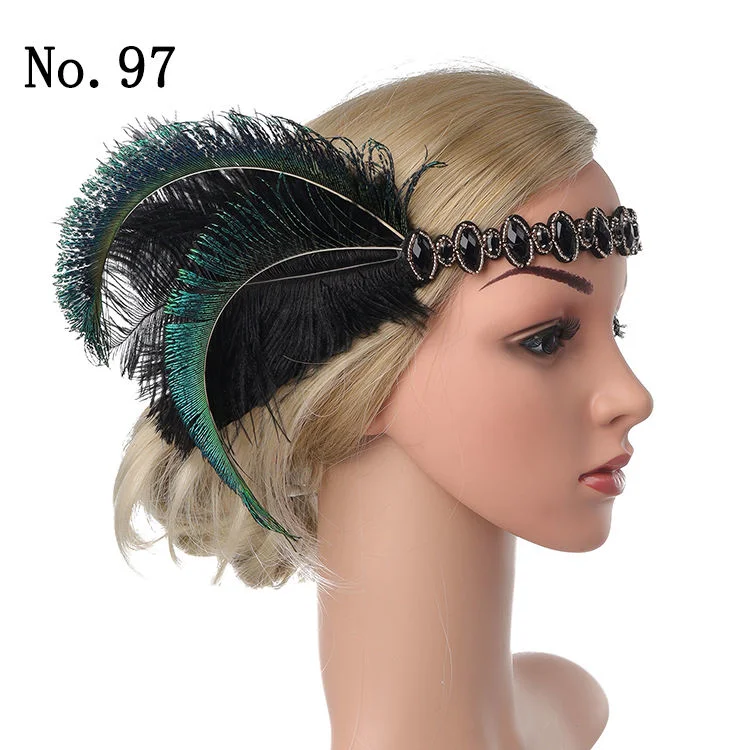 Halloween Carnival Party Peacock Feather Fascinator Feather Headpiece Crown Headdress