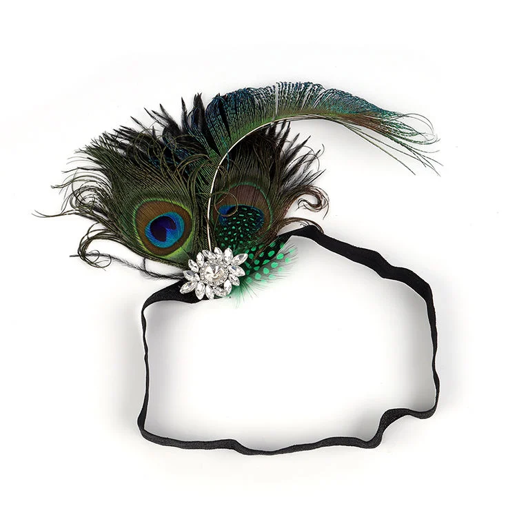 Halloween Carnival Party Peacock Feather Fascinator Feather Headpiece Crown Headdress