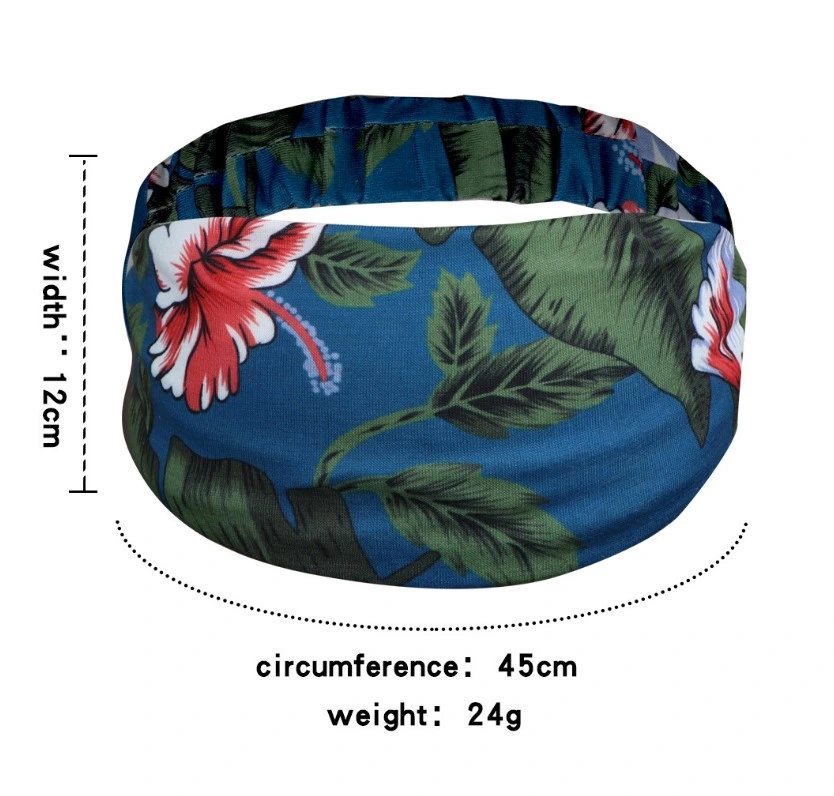 Knitted Printed Scrunchies Headband Ladies Banana Leaf Sports Headband Shower Headbands