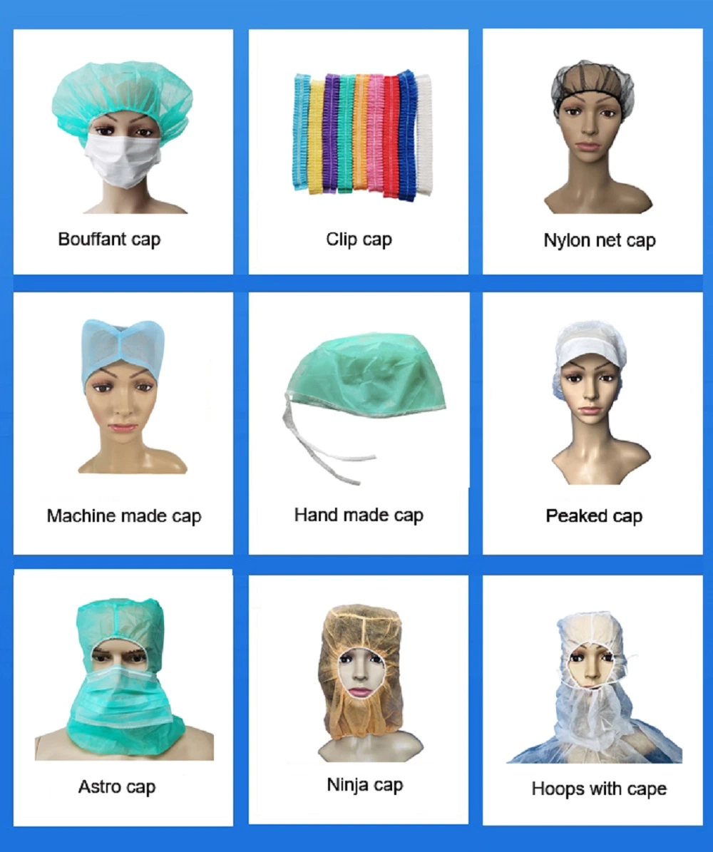 Disposable Non Woven Surgeon Custom Doctor Theatre Nurse Bouffant Surgical Single Use Medical Head Scrub Round Isolation PP Hair Nursing Hairnet Surgery Caps