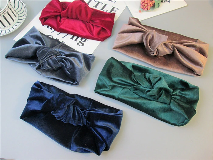 Fashion Women Hair Accessories Hair Bow Colorful Velvet Headband