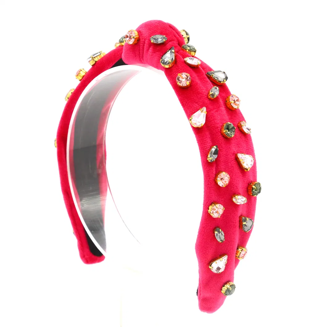 Wholesale Korea Fashion Women Head Band Custom Fabric Tie Knot Pearl Plastic Headband for Girls