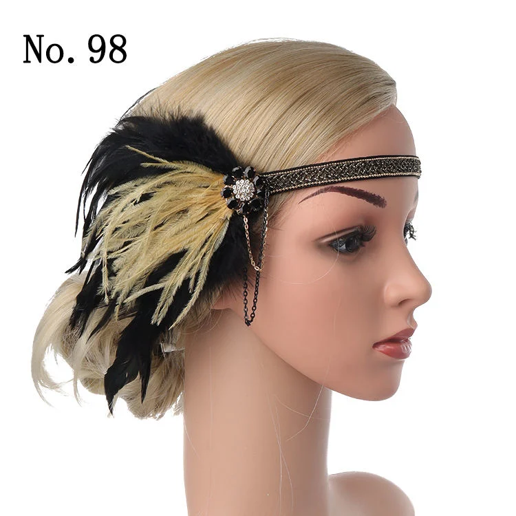 Halloween Carnival Party Peacock Feather Fascinator Feather Headpiece Crown Headdress