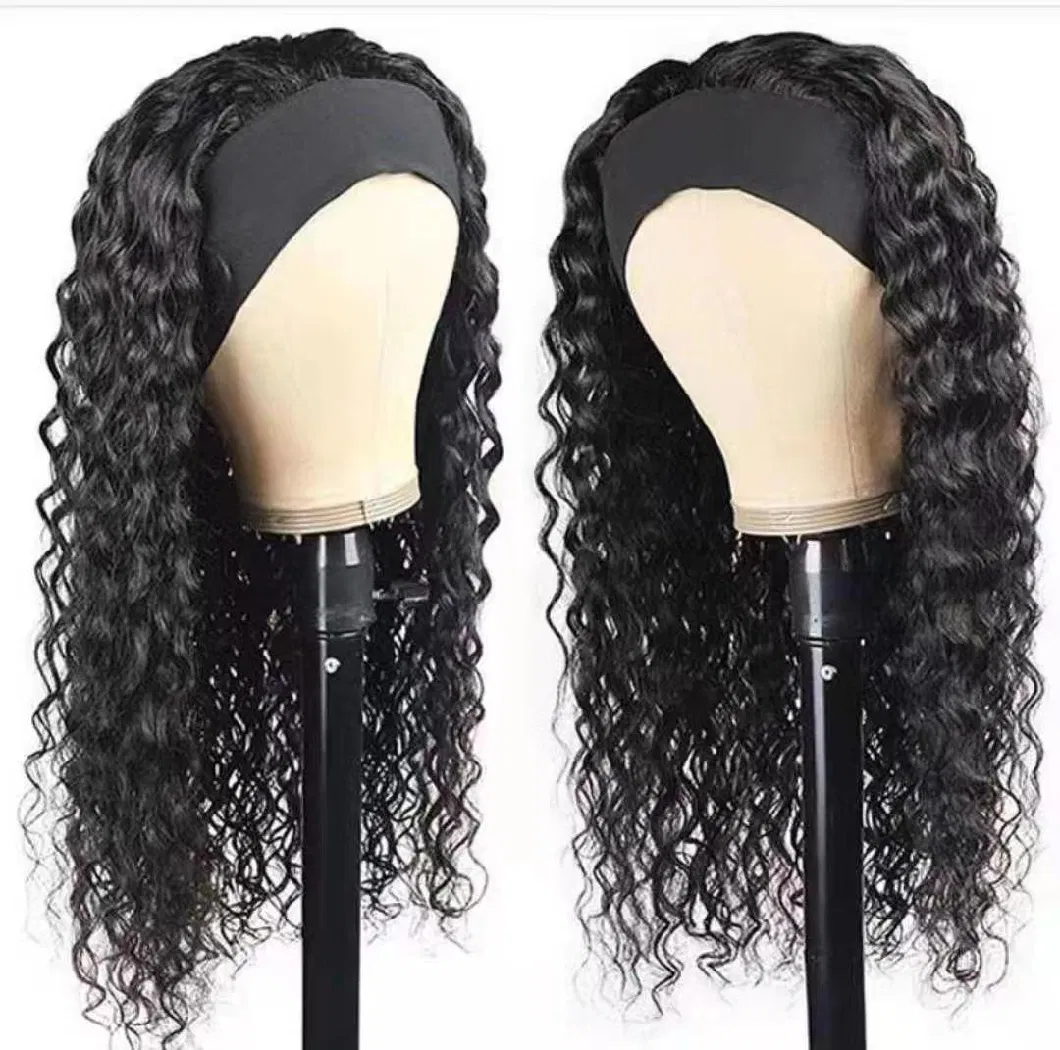 Human Hair Curly Wigs for Black Women Brazilian Virgin Remy Human Hair Headband Wig