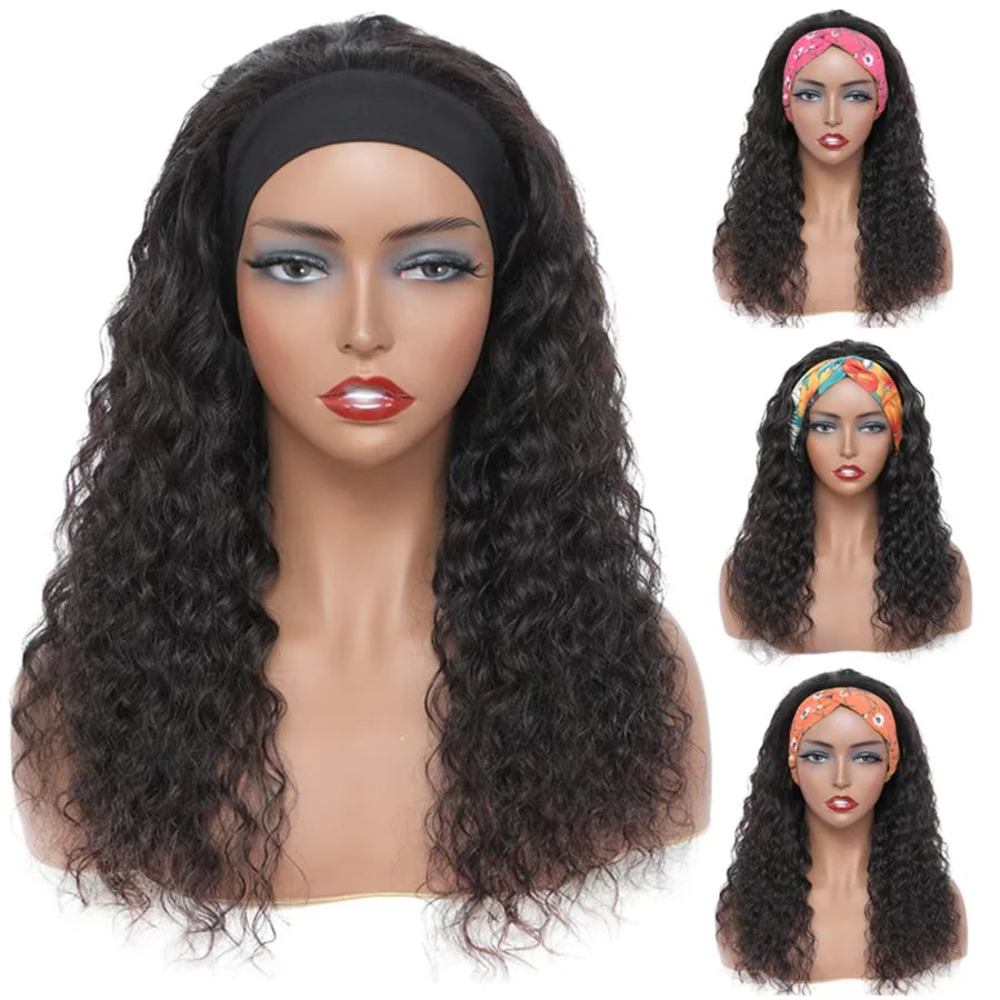 Human Hair Curly Wigs for Black Women Brazilian Virgin Remy Human Hair Headband Wig