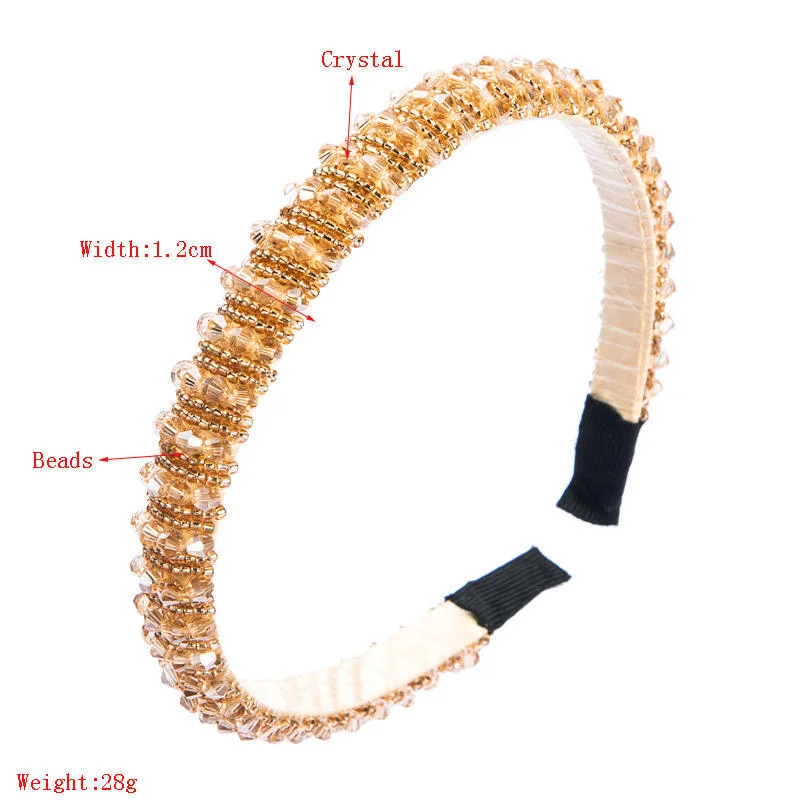 New Style Fashion Women Hair Accessories Luxury Diamond Hairband Beaded Baroque Bling Crystal Padded Rhinestone Headband