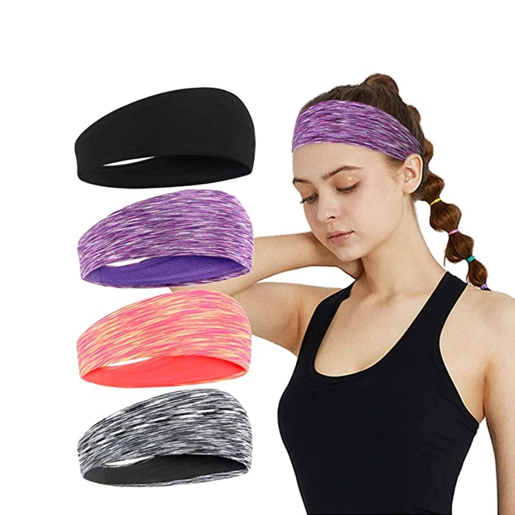 Unisex Wide Headband Moisture Wicking Head Wraps Hairband for Workout, Custom Spandex Yoga Running Cycling Athletic Fitness Headwear Soccer Tennis Headbands