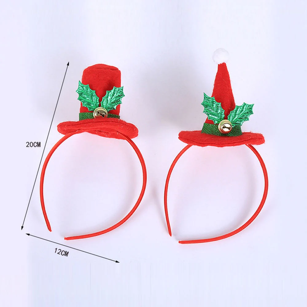 Xmas Tree Head Hat Toppers Green Leaf Decorated Red Christmas Headband