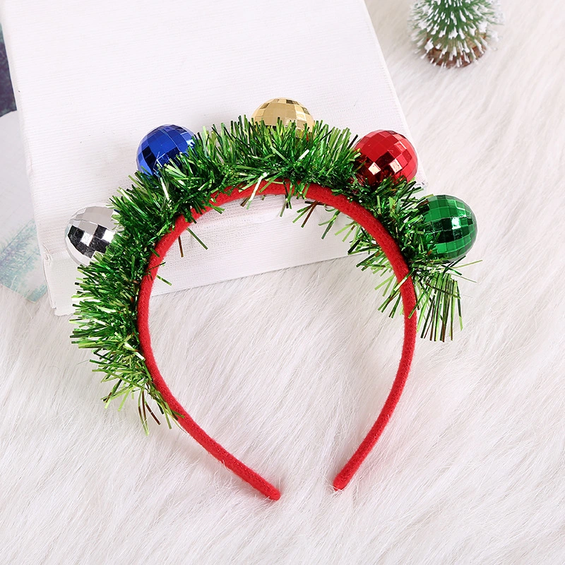 Green Grass Balls Headband for Children Christmas Festival Hair Decoration