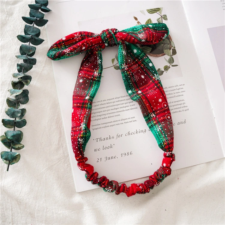 New Christmas Headband Ladies Stretch Rabbit Ears Head Band Knot Hair Band