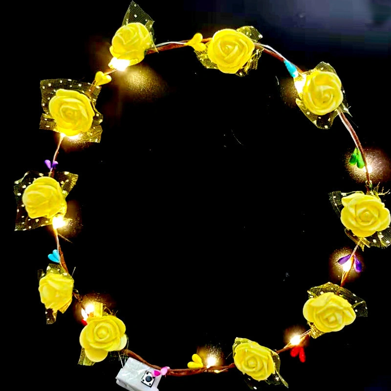 Light up Head Wreath LED Flower Crown Flashing Christmas Wreaths Gifts Flower Decorations for Women Floral Hairband