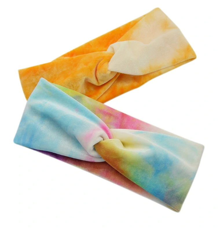 Tie-Dye Hair Band Sports Headgear Yoga Breathable Headband Gradient Color Fabric Headband