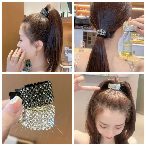 Light Luxury Mesh Shiny Sun Flower Headband Ponytail Meatball Head Accessories Plate Hairpin Clip