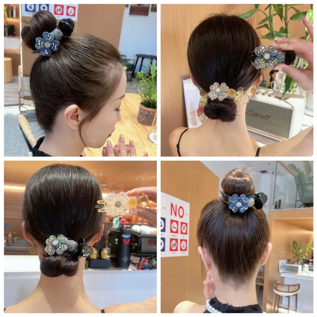 Light Luxury Mesh Shiny Sun Flower Headband Ponytail Meatball Head Accessories Plate Hairpin Clip