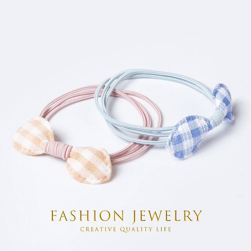 Bow Hair Rope Femininity Check Hairband Tie Hair Base Leather Band Headband