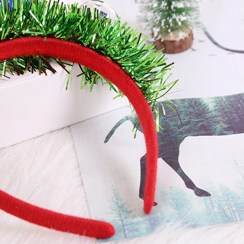 Green Grass Balls Headband for Children Christmas Festival Hair Decoration