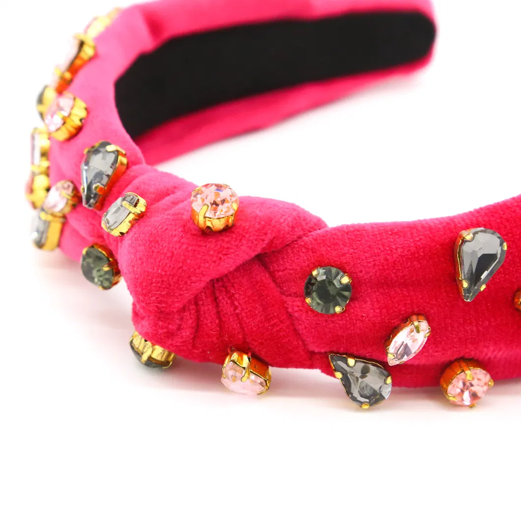 Wholesale Custom Fashion Hair Accessory Plain Velvet Fabric Braid Plastic Hairband Hair Band Headband for Women