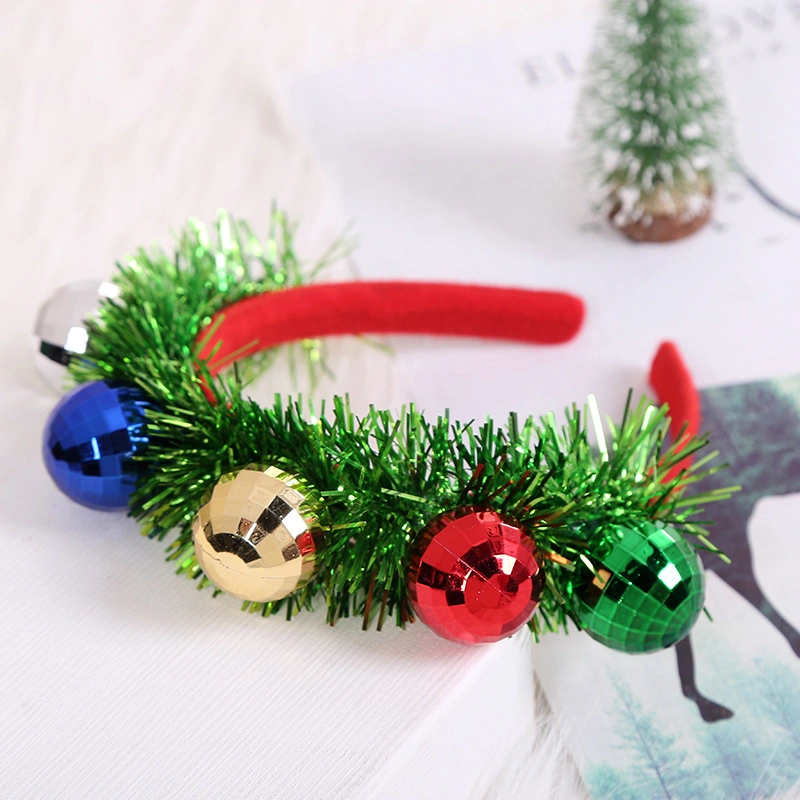 Green Grass Balls Headband for Children Christmas Festival Hair Decoration