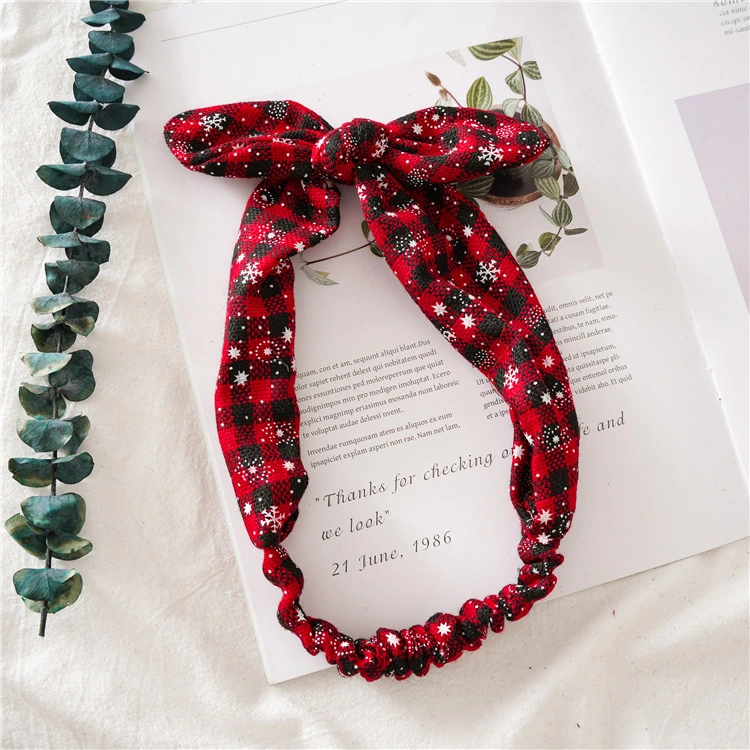 New Christmas Headband Ladies Stretch Rabbit Ears Head Band Knot Hair Band