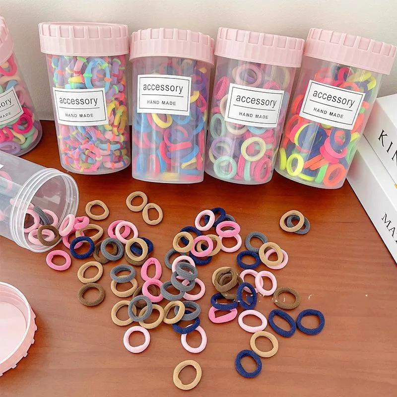 100PCS/Bottle Colorful Mini Elastic Children&prime;s Hair Rubber Band