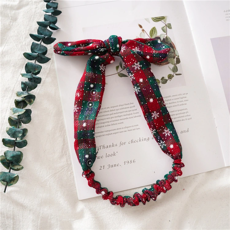 New Christmas Headband Ladies Stretch Rabbit Ears Head Band Knot Hair Band