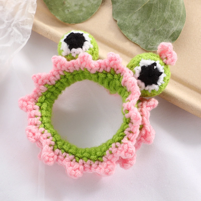 Cute Frog Head Knitted Hair Band Hair Rope Female Wool Handmade Scrunchies