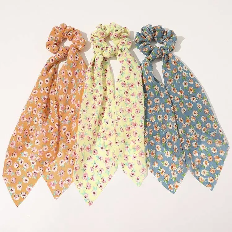 Korean Version Chiffon Floral Bow-Sized Streamer Hairband Simple High-Elastic Headband