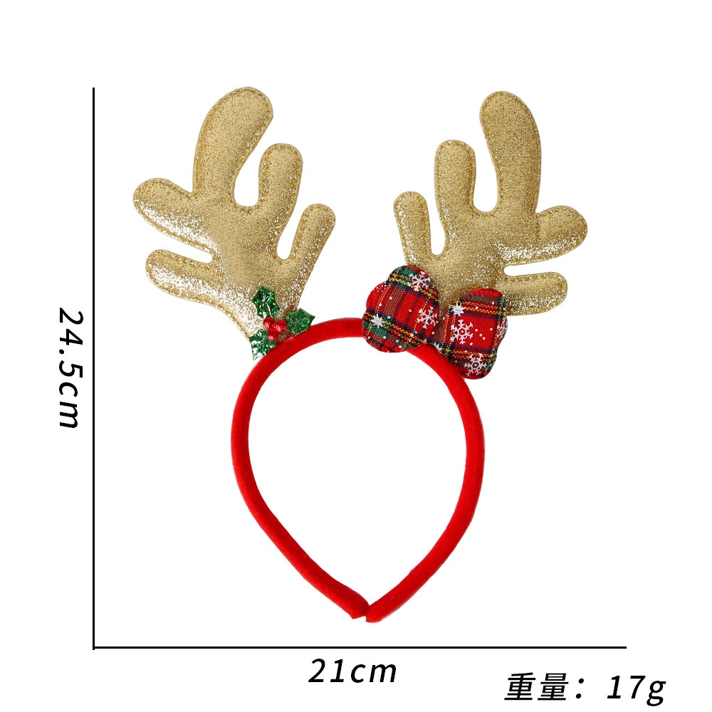 Christmas Headbands Elk Antlers Five-Star Headbands Christmas Decorations Children&prime;s Plastic Headbands Party Decorations