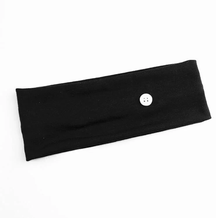 Hot Sale Button Headband Plain Elastic Headband with Buttons to Matck Mask