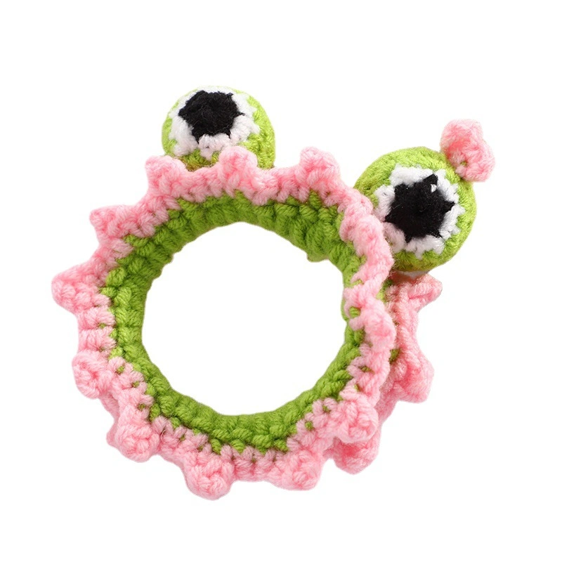 Cute Frog Head Knitted Hair Band Hair Rope Female Wool Handmade Scrunchies