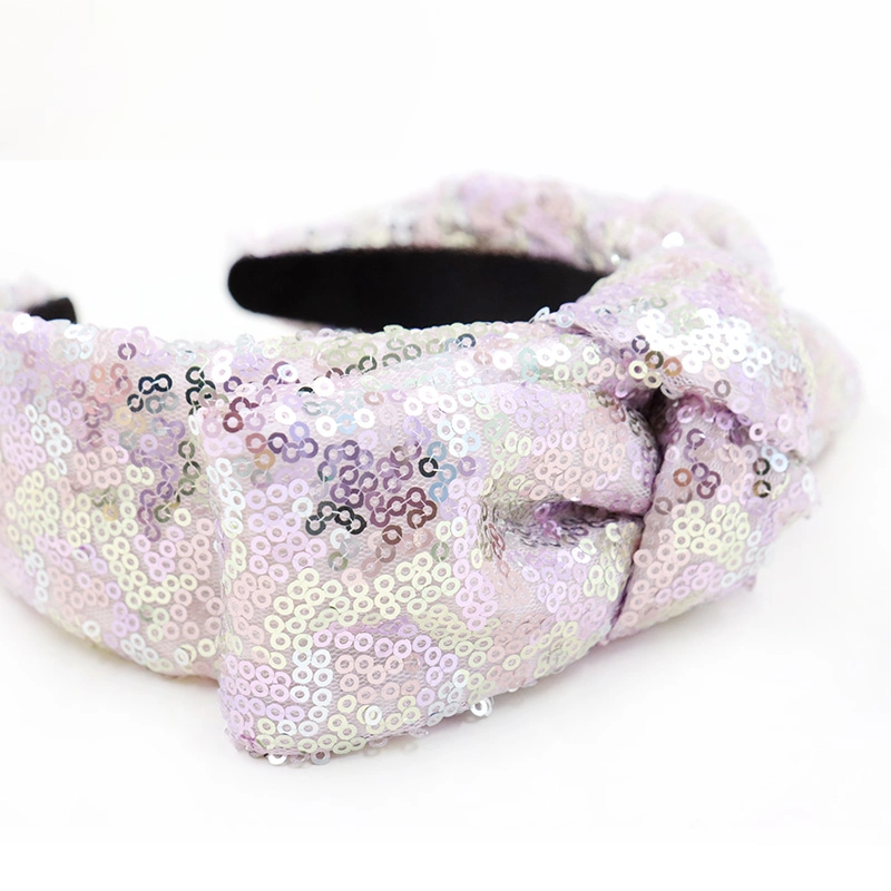 2024 Finestyle Knot Glitter Leather Headband Women Leather Knot Headband PU Bling Headband