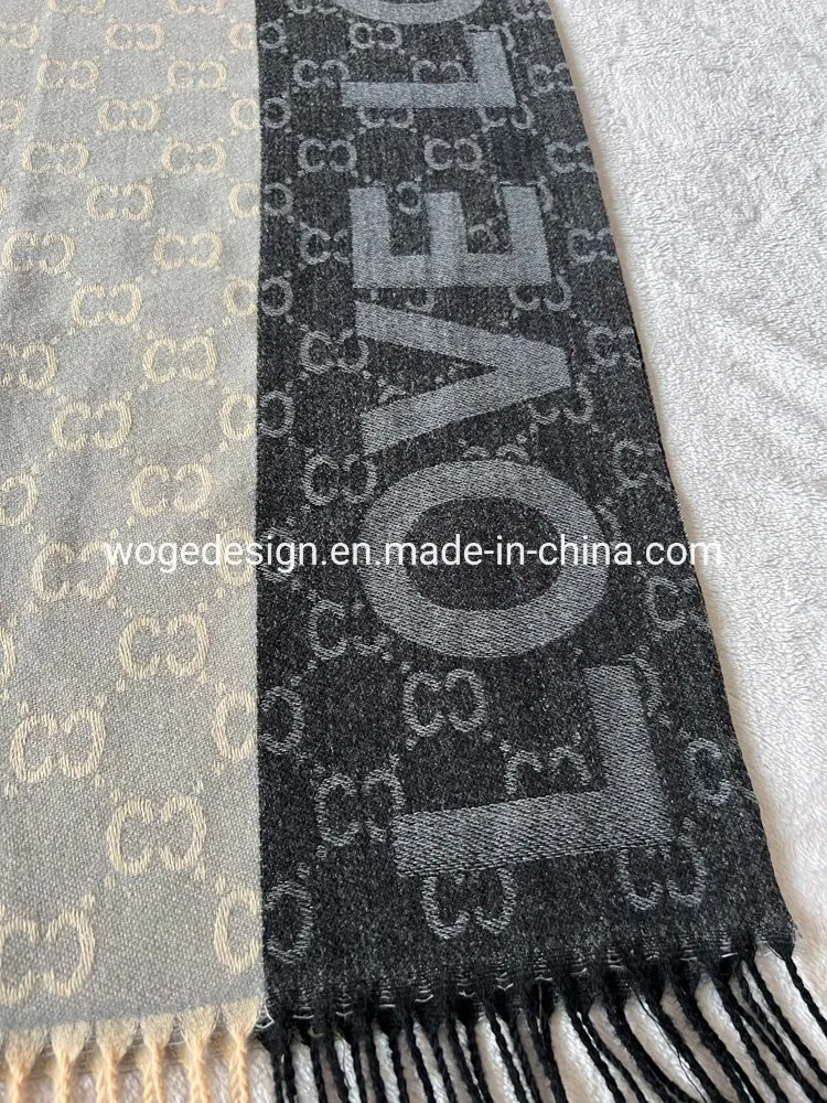 High Quality Yiwu Woge Manufacturer Bulk Sold Rectangular Wool Feeling Soft Love Lady Headscarf