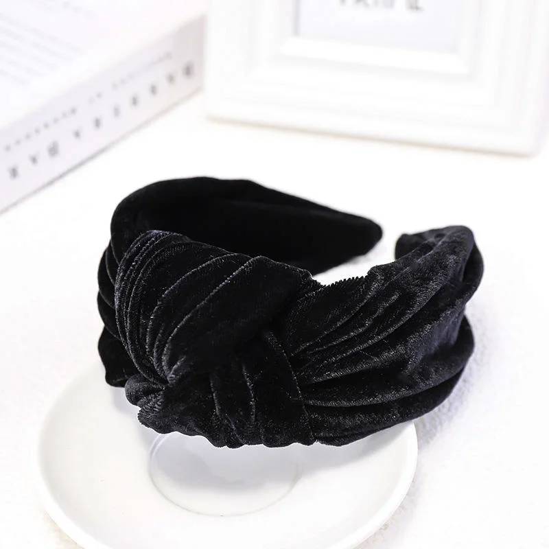 New Solid Colorful Velvet Women Elastic Cloth Knotted Headband Hot Popular Europe&America Hair Band Accessories Ornament