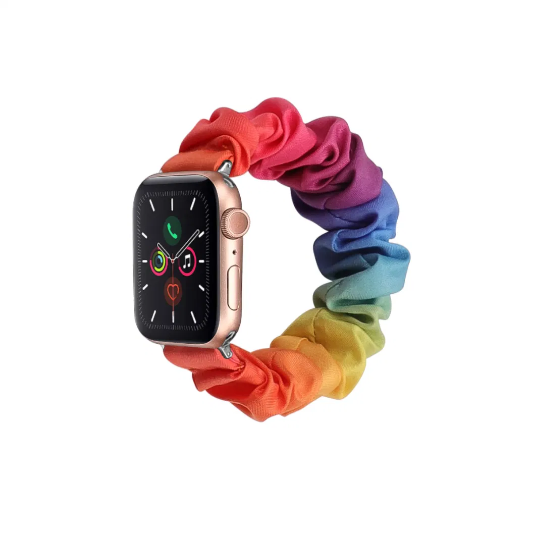 Multi Color Ladies Hair Elasticity Watchband Bracelet Nylon Loop Band for iWatch Strap Bracelet 6 5 4 Watch Accessories