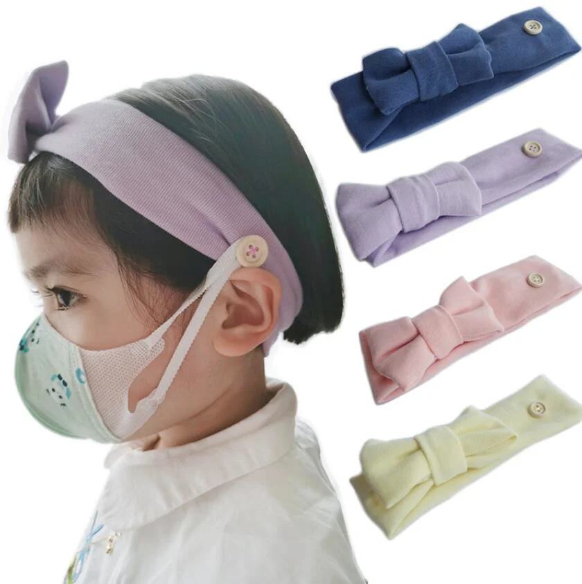 Hot Sales Custom Design Kids Headband with Button Protect Ears Kids Bow Ear Hairbands Accessories Headband