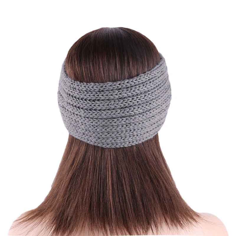 Women Solid Knitting Cross Knot Woolen Warm Headbands