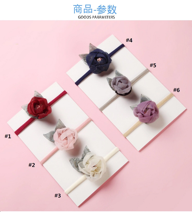 Children&prime;s Hair Jewelry Nylon Rubber Band Net Yarn Silk Flowers Baby Headband Scrunchy Soft Silk Headband