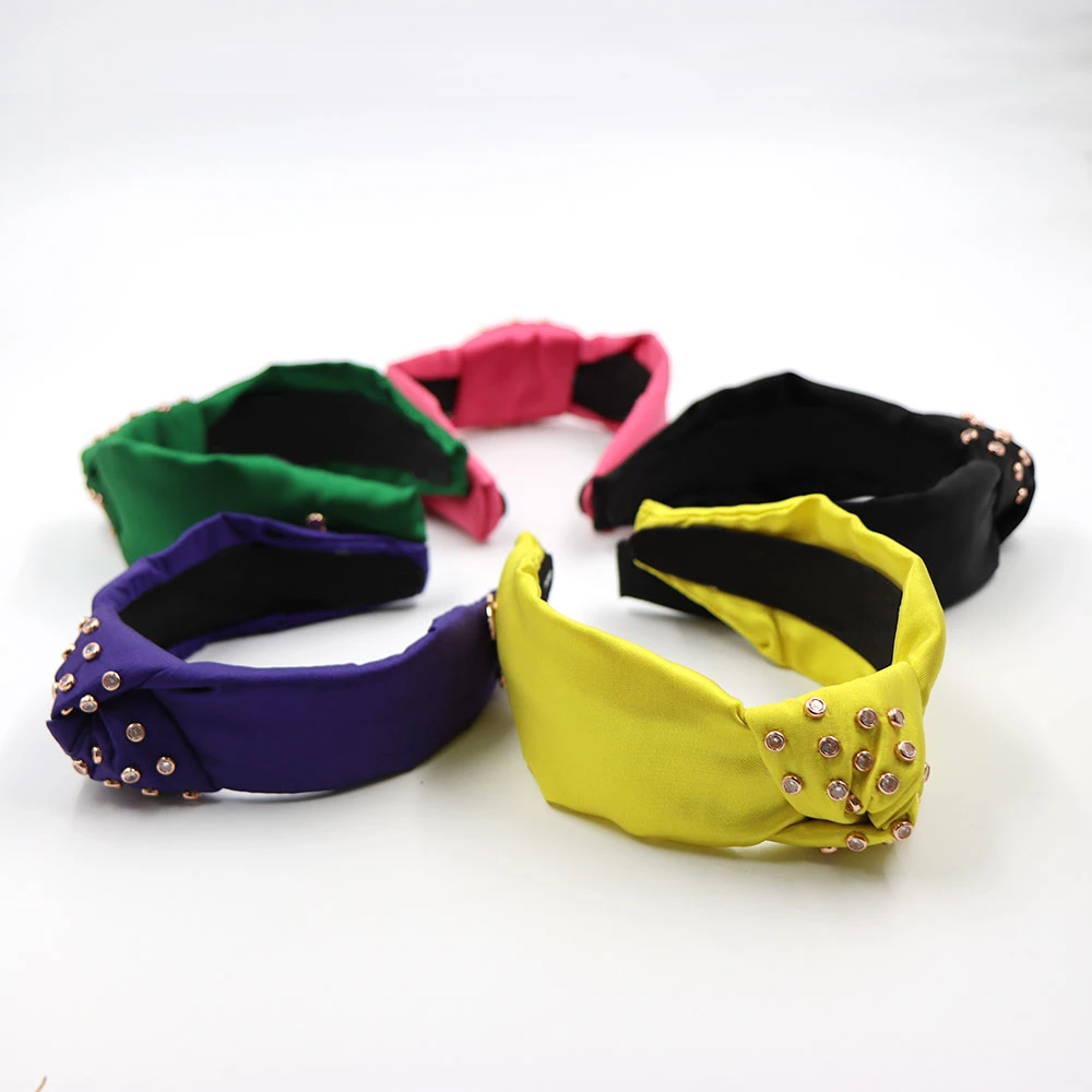 2023 Knot Glitter Leather Headband Women Leather Knot Headband PU Bling Headband