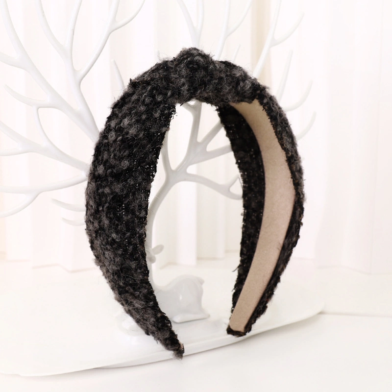 Wholesale New Arrival Simple Knitted Wide Edge Hair Bands Colorful Tweed Knit Fabrics Fashionable Winter Knot Women Headband