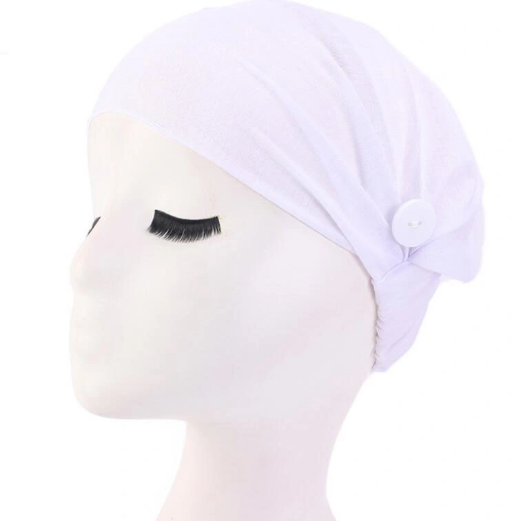 Amazon Hot Selling Headband with Buttons Solid Color Headband Widen Elastic Headband