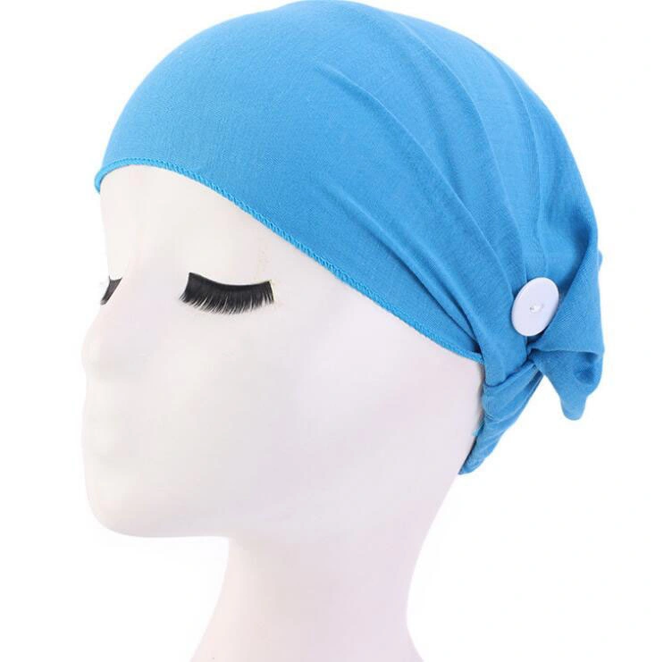 Amazon Hot Selling Headband with Buttons Solid Color Headband Widen Elastic Headband