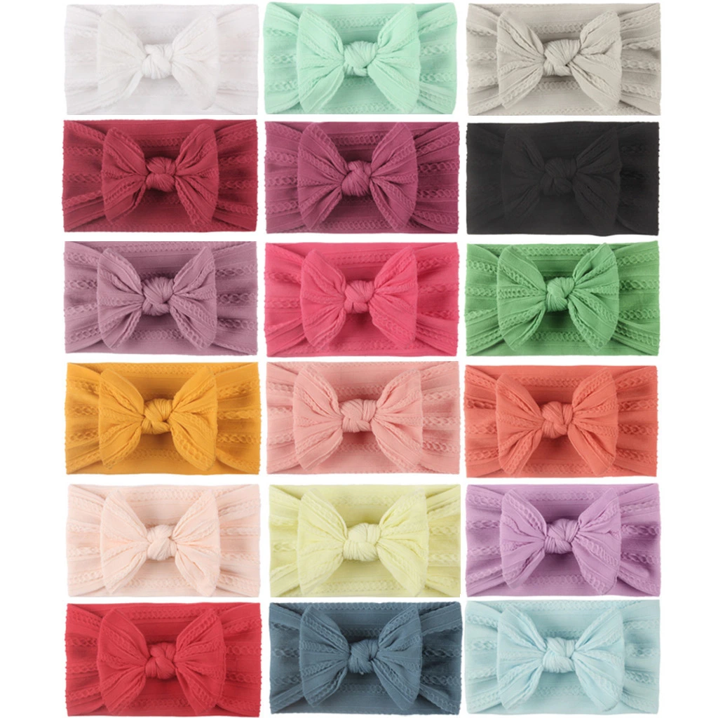 Twist Children&prime;s Hair Baby Nylon Bow Skin Wide Headscarf Children Girl Elastic Bowknot Soft Silk Headband