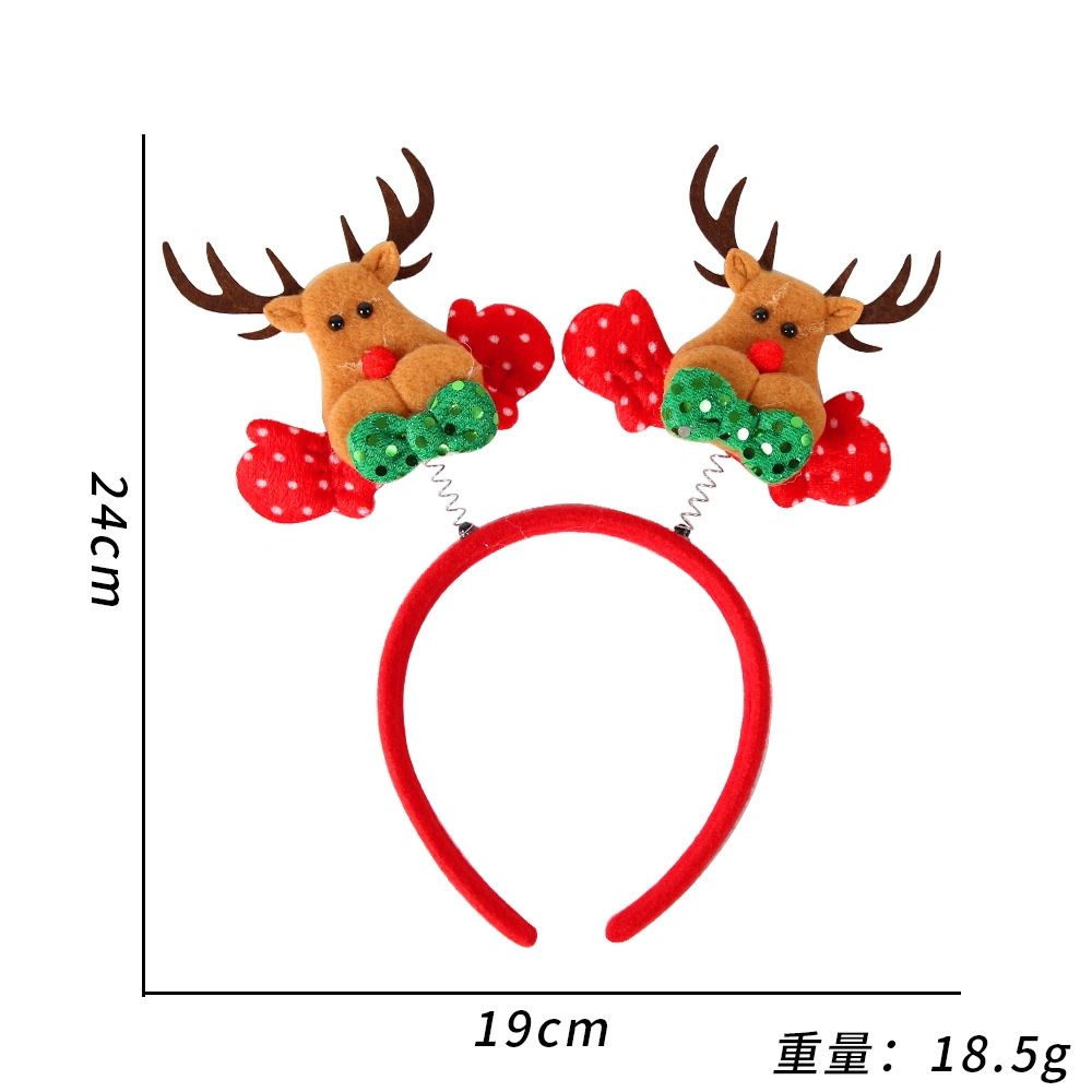 Christmas Headbands Elk Antlers Five-Star Headbands Christmas Decorations Children&prime;s Plastic Headbands Party Decorations