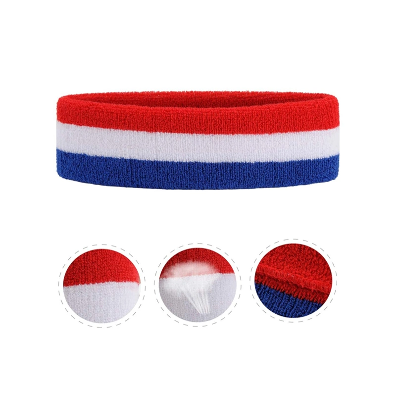 Amazon Hot Selling Colorful Towel Sports Sweat Wicking Head Band, Custom Logo High Stretchy Sweatbands Striped Terry Cloth Sweat Tennis Headbands