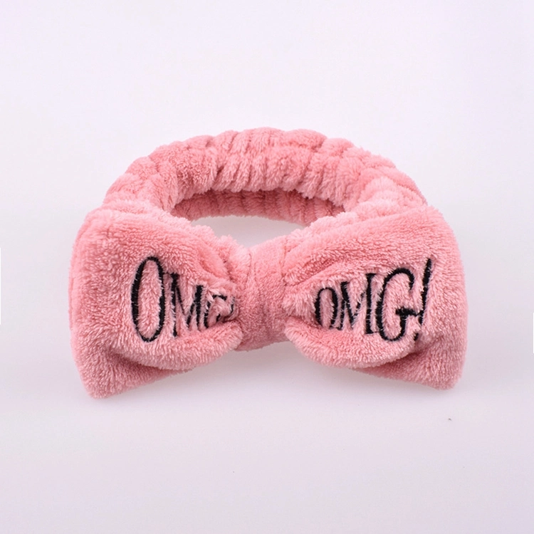 Omg Headbands for Women Girls Bow Wash Face Turban Makeup Elastic Hair Bands Coral Fleece Hair Accessories