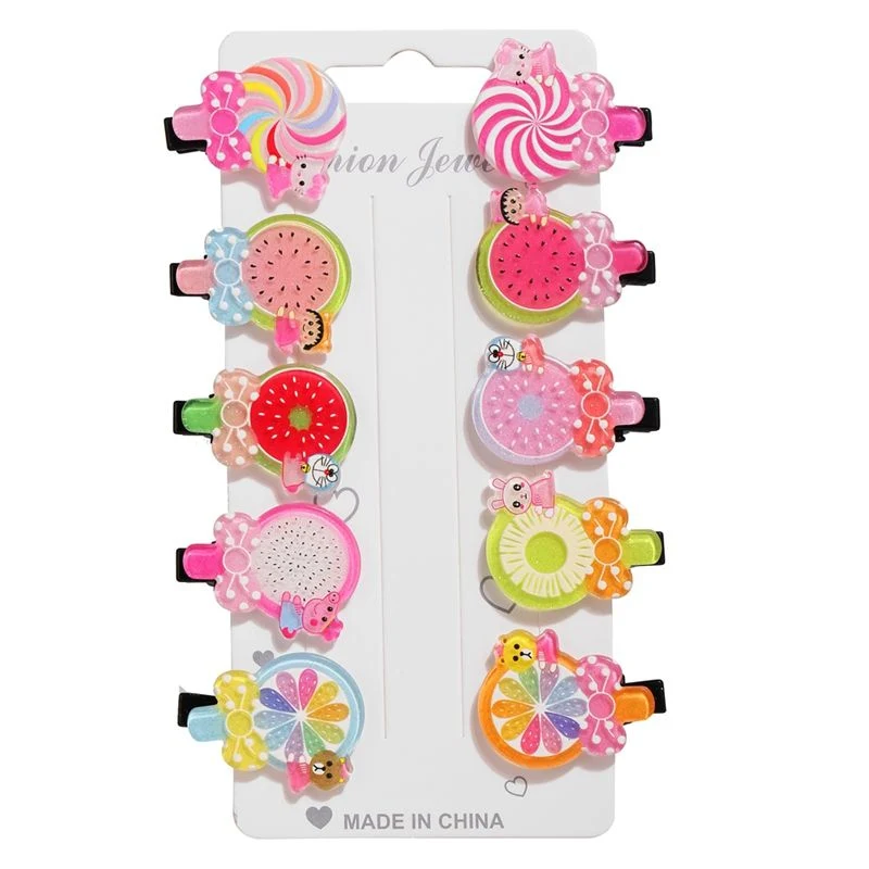 Cute Cartoon Styles Rainbow Colorful Hair Jewelry Accessories Clips Set for Baby Girls