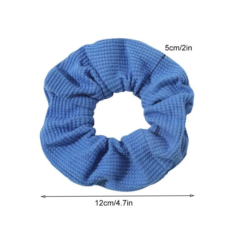 Korean Style New Cotton Waffle Floral Fold Large Intestine Hair Ring Simple Elastic Headband